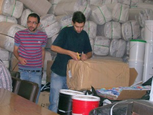 Basil Kaboushi, left, and Wajdi Haddad, volunteers with Caritas Jordan (MCC Photo/J. Daryl Byler)