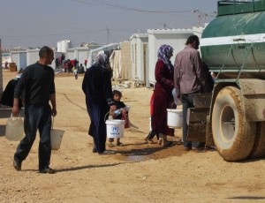 Getting water at Zaatari Refugee Camp