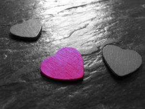 Three hearts, one pink