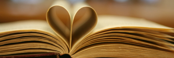 Heart in book pages