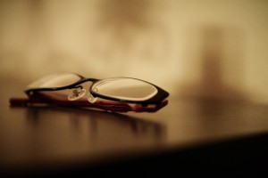 Eyeglasses on a desk