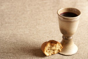 Chalice with wine and bread